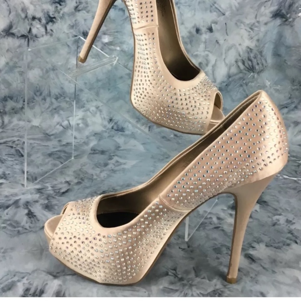 Jennifer Lopez crystal blush satin heels